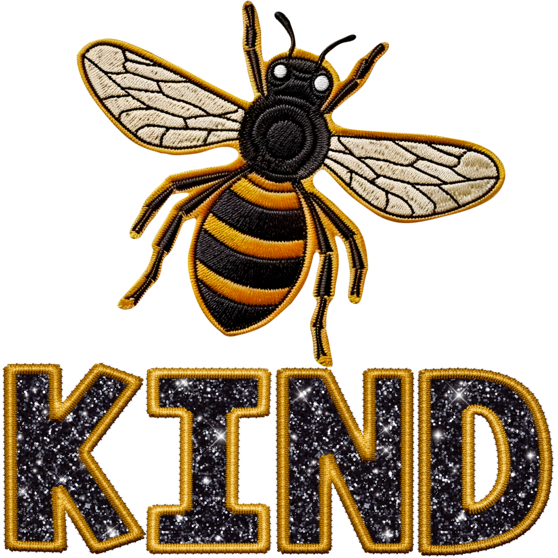 Bee Kind Embroidered Patch Design for Apparel