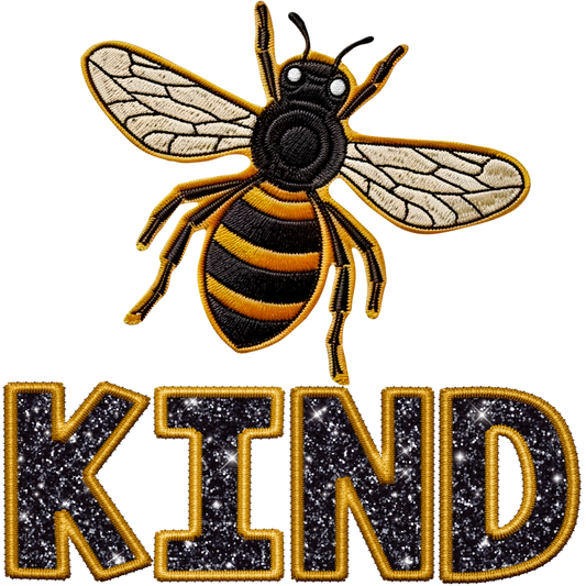 Bee Kind Embroidered Patch Design for Apparel