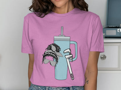 Funny Tumbler and Razor Graphic Tee Shirt Design