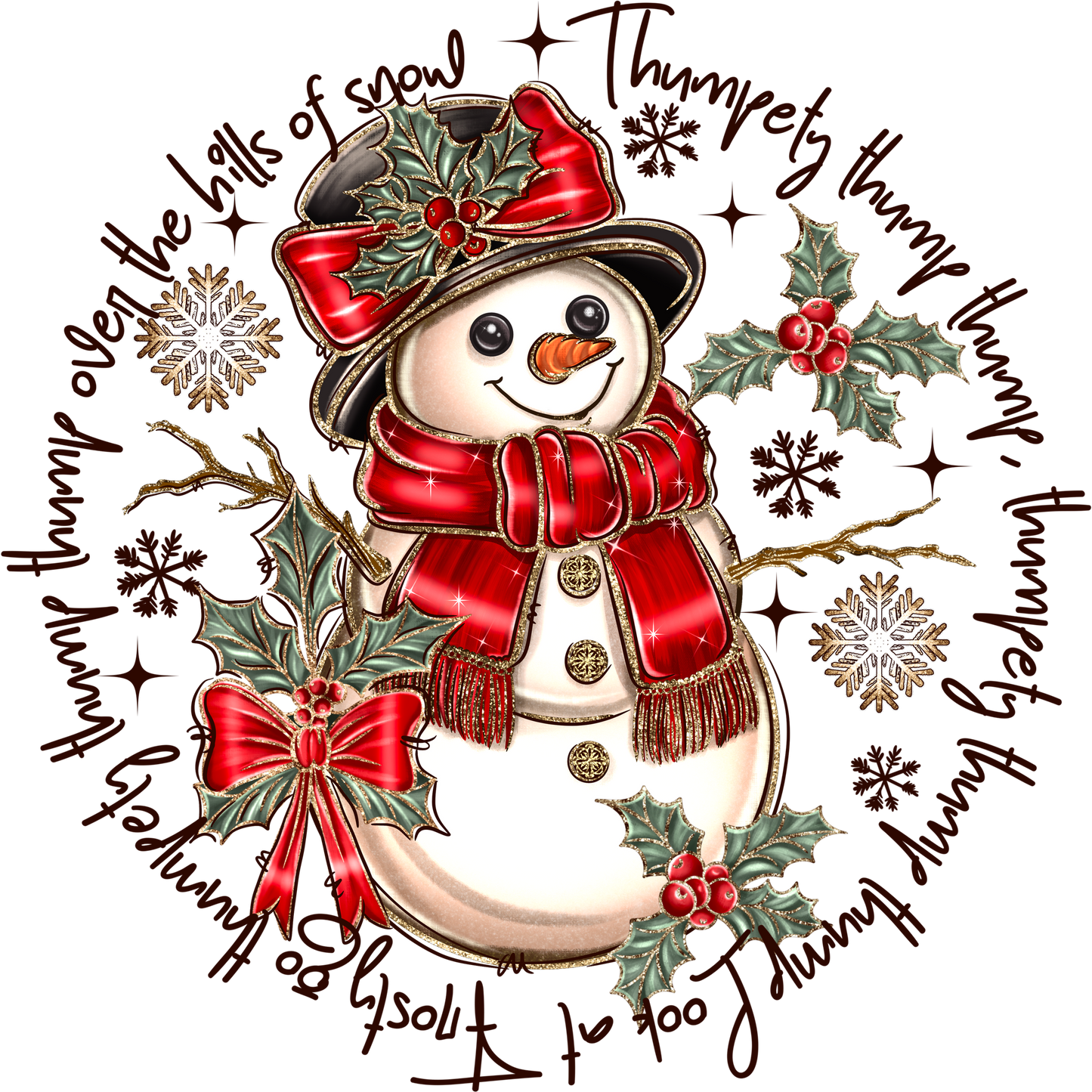 Festive Snowman with Red Scarf and Hat Christmas Decor