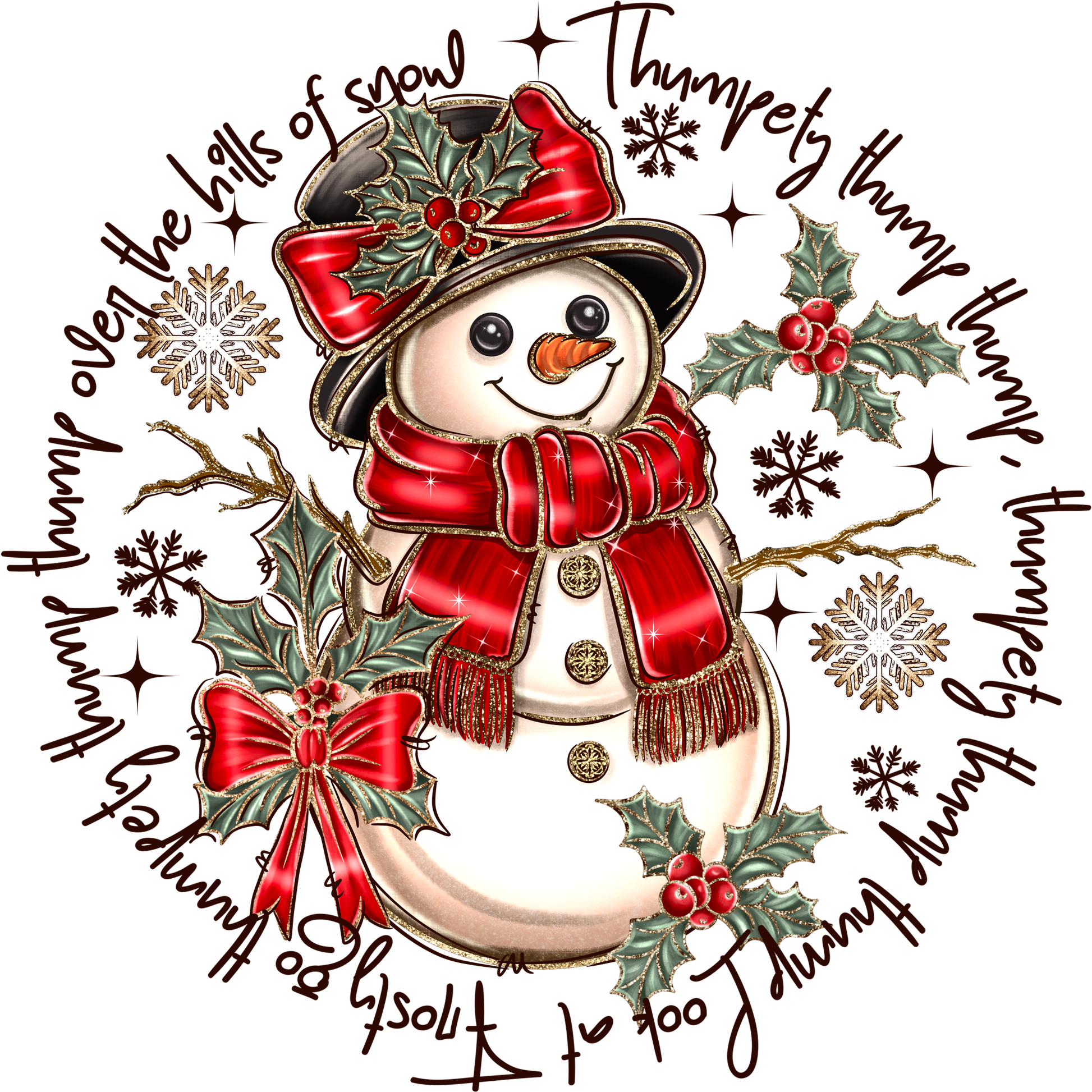 Festive Snowman with Red Scarf and Hat Christmas Decor