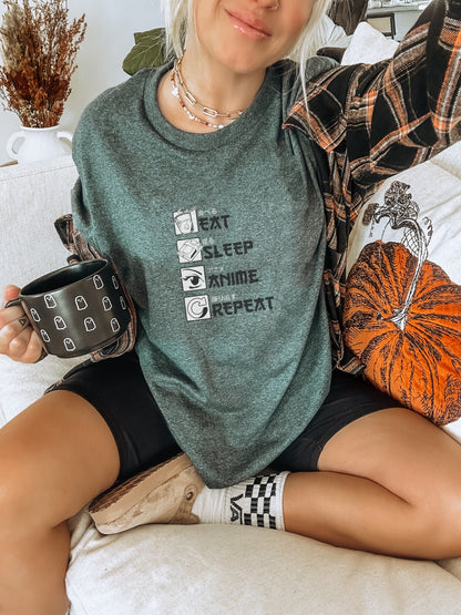 Eat Sleep Anime Repeat Unisex Graphic Tee