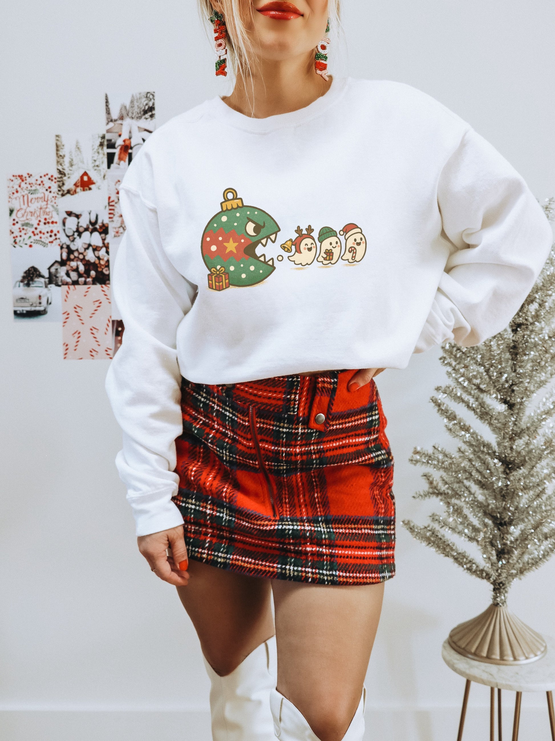 Festive Pac-Man Inspired Holiday Sweatshirt