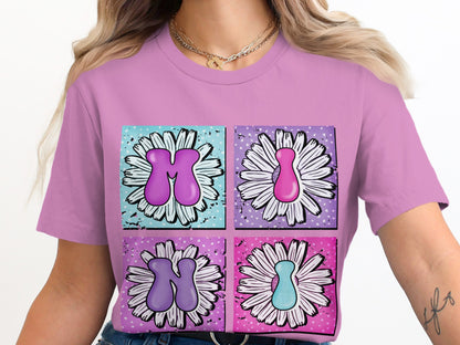 Colorful Cartoon Flower Graphic T-Shirt Casual Wear