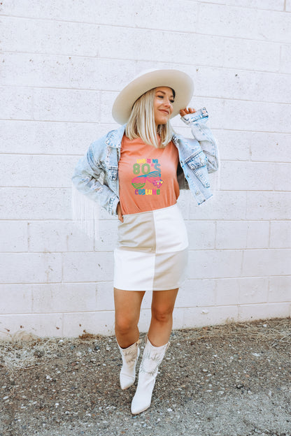 Colorful 80s Theme Graphic Tee for a Retro Look