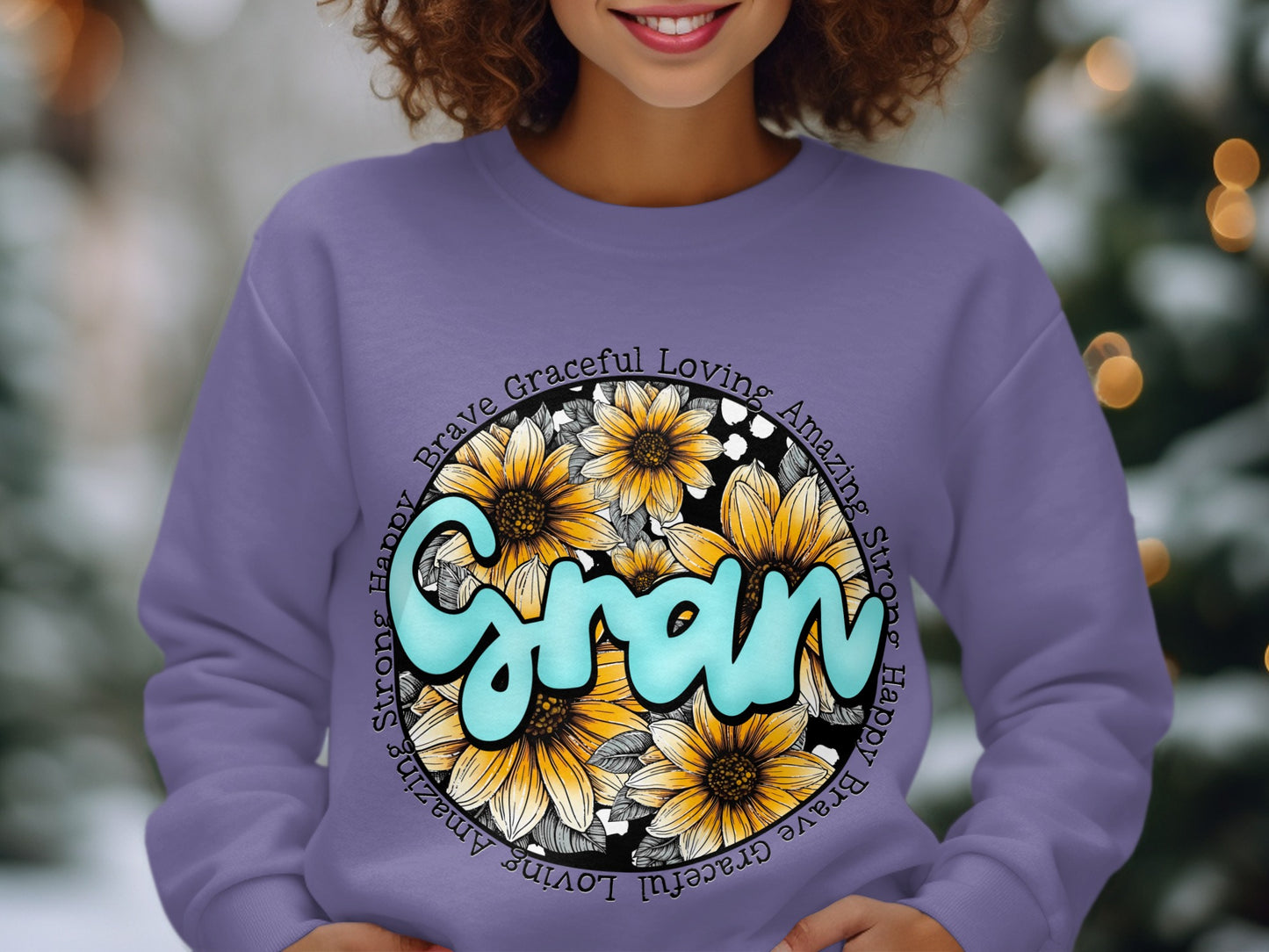 Gran Floral Winter Sunflower Design Sweatshirt