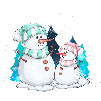 Adorable Snowman and Child Illustration Art Print