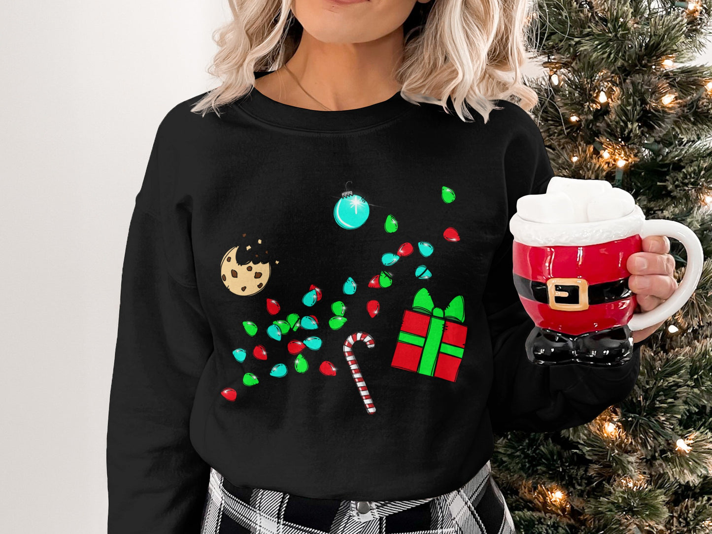 Festive Lights Cookies and Gifts Holiday Sweatshirt