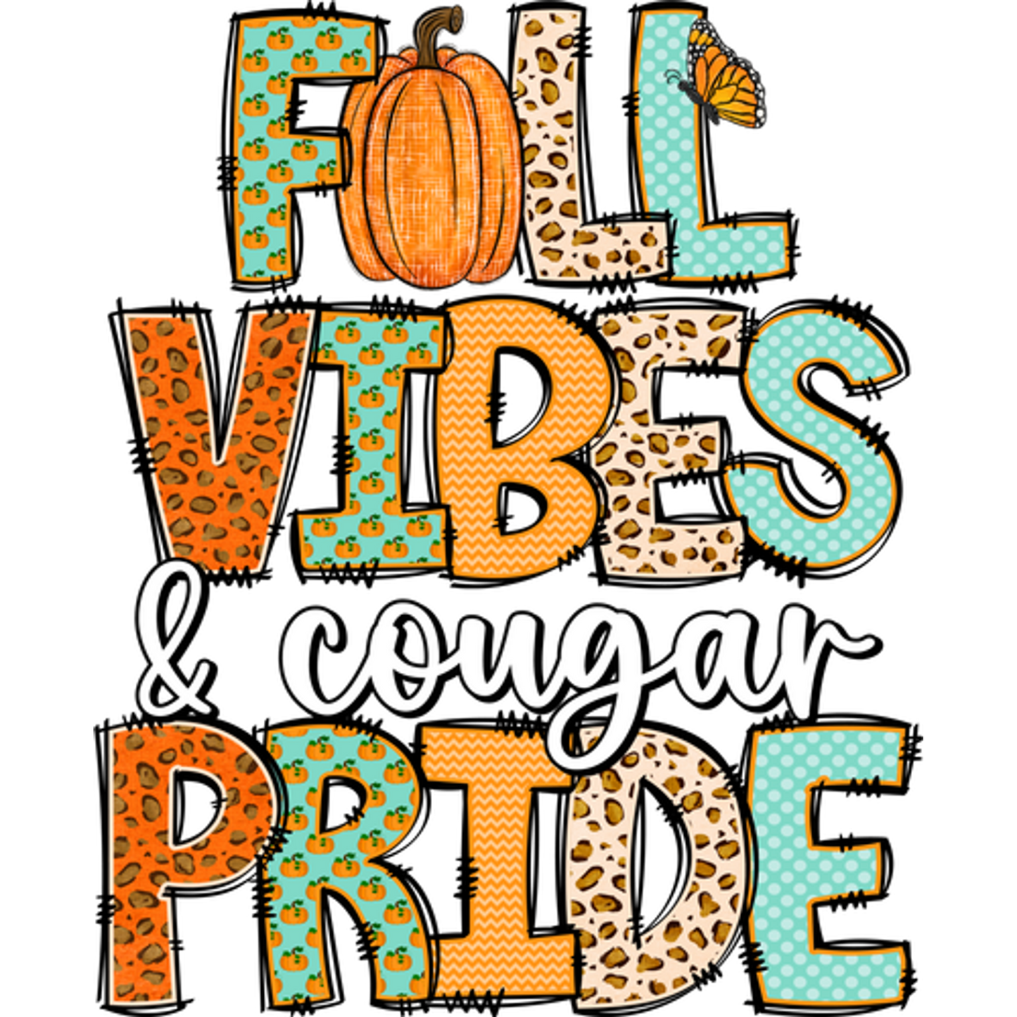 Fall Vibes Cougar Pride Animal Print Pattern Shirt