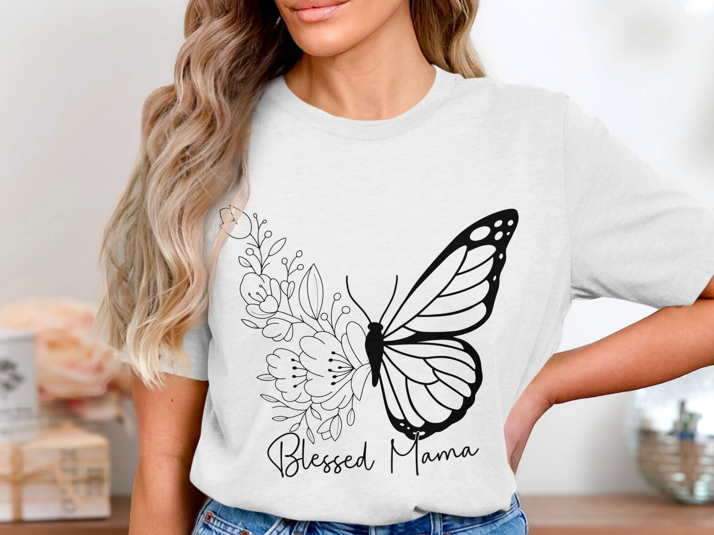 Blessed Mama Butterfly T-Shirt for Moms