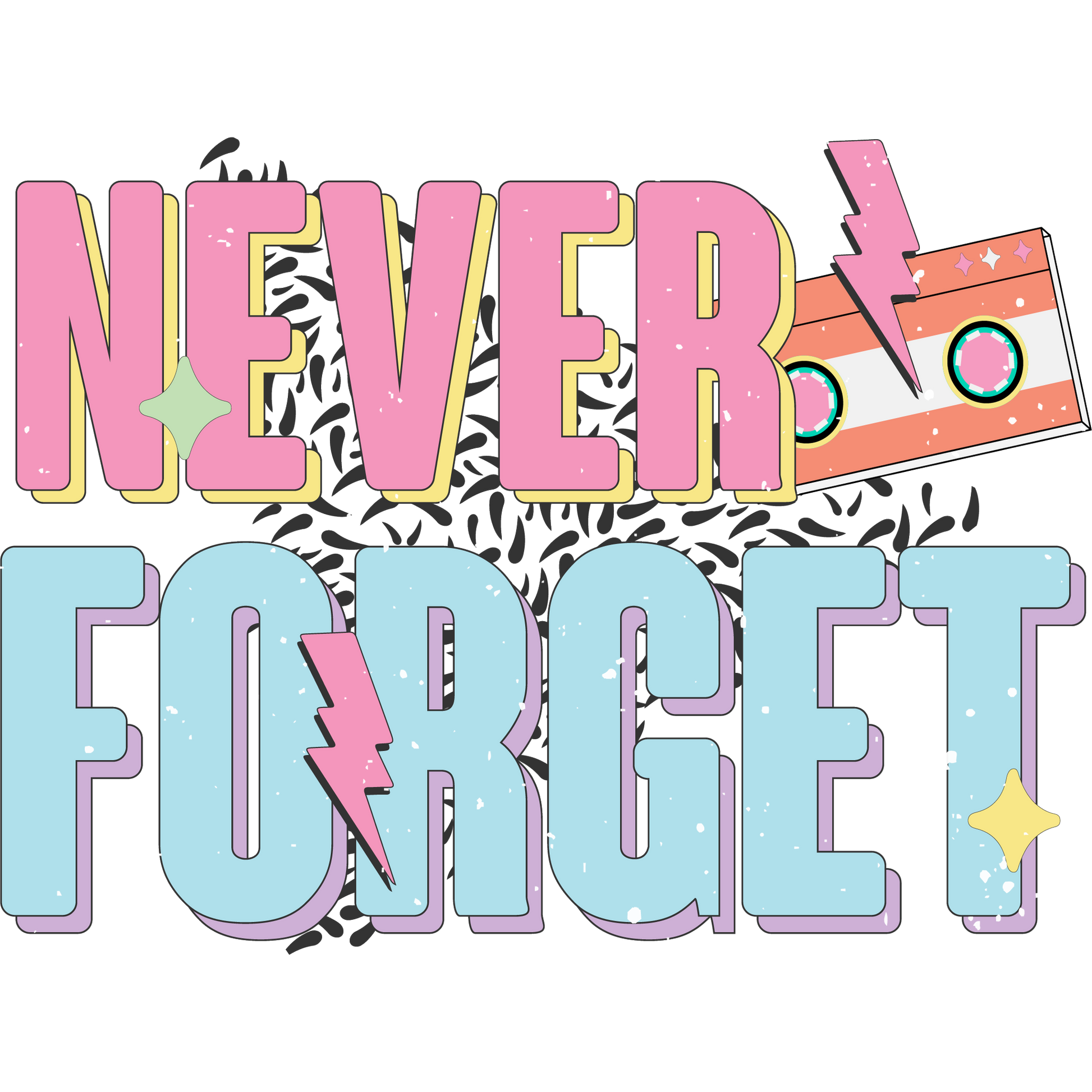 Retro Neon Never Forget Boombox Design