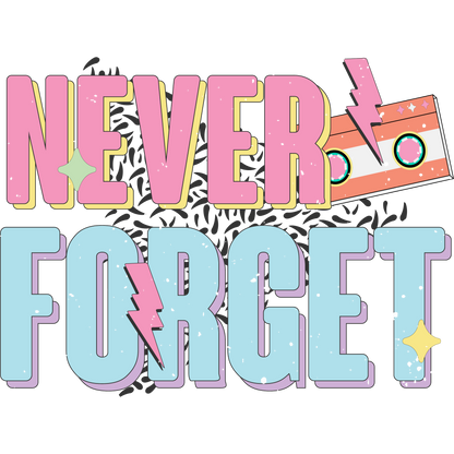 Retro Neon Never Forget Boombox Design