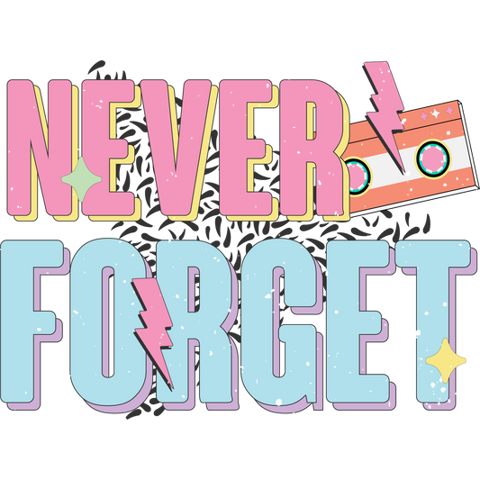 Retro Neon Never Forget Boombox Design
