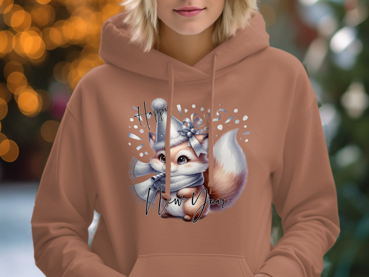 Happy New Year Cute Fox Print Hoodie Product