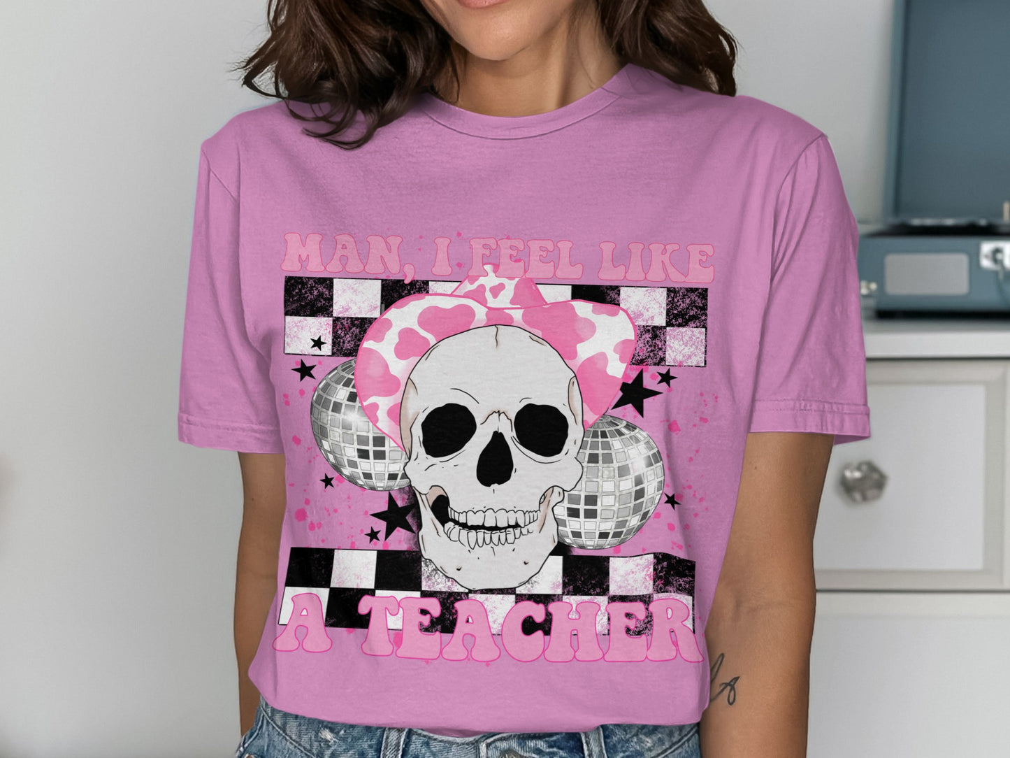 Man I Feel Like a Teacher Skull Graphic T-Shirt