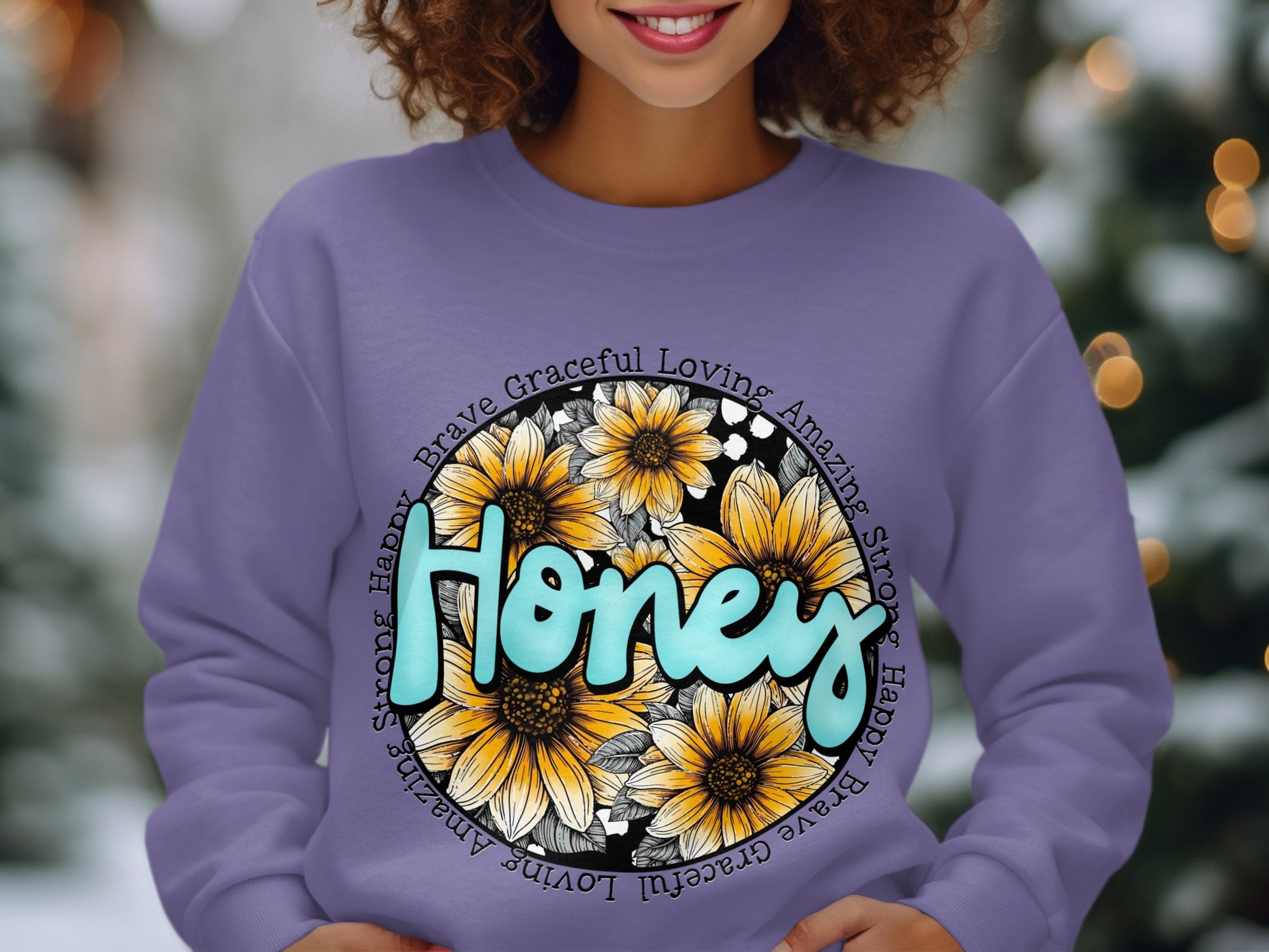 Honey Sunflower Graphic Sweatshirt Embracing Positivity