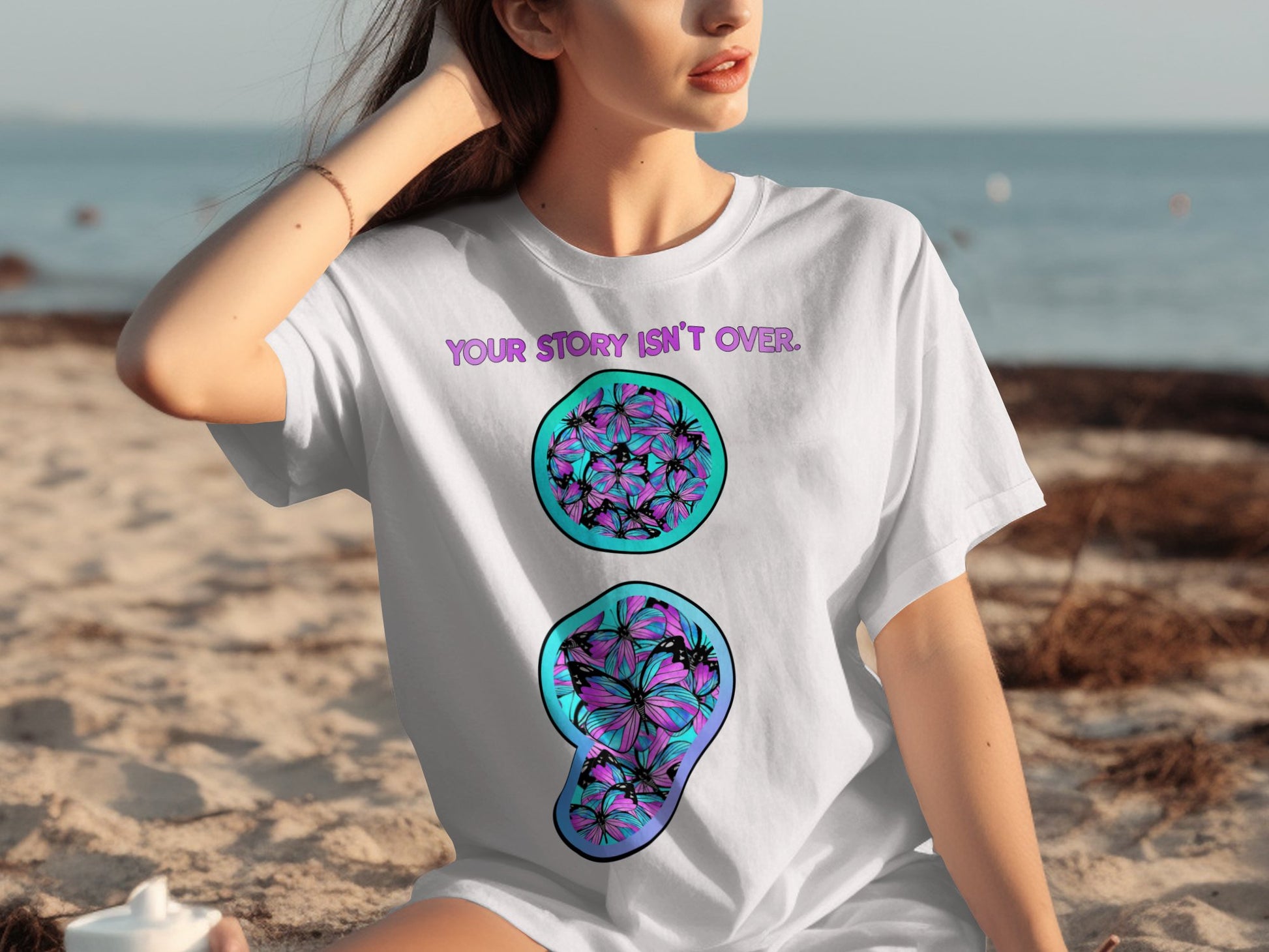 Motivational Butterfly Semicolon Graphic Tee