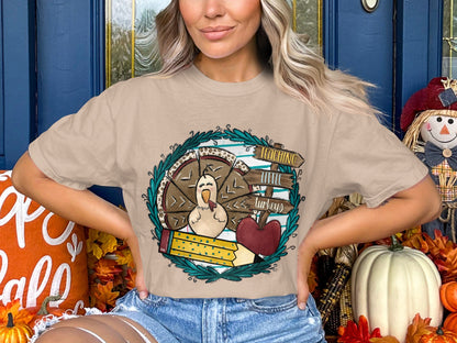 Thanksgiving Cartoon Turkey Graphic Tee