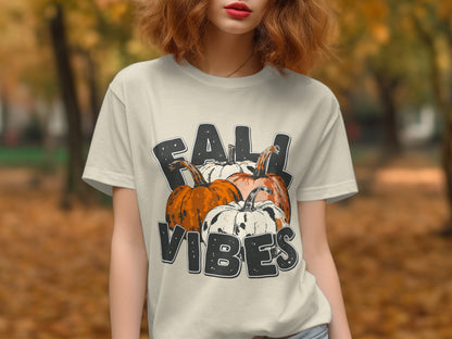 Fall Vibes Graphic Tee with Pumpkin Design