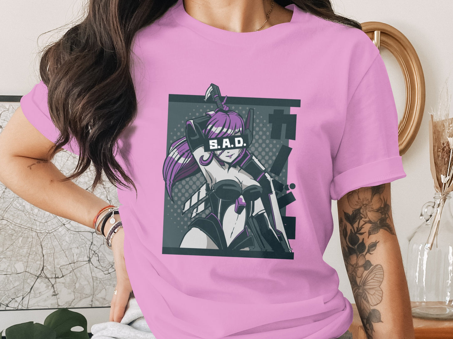 S.A.D. Anime Character Graphic Illustrated T-Shirt
