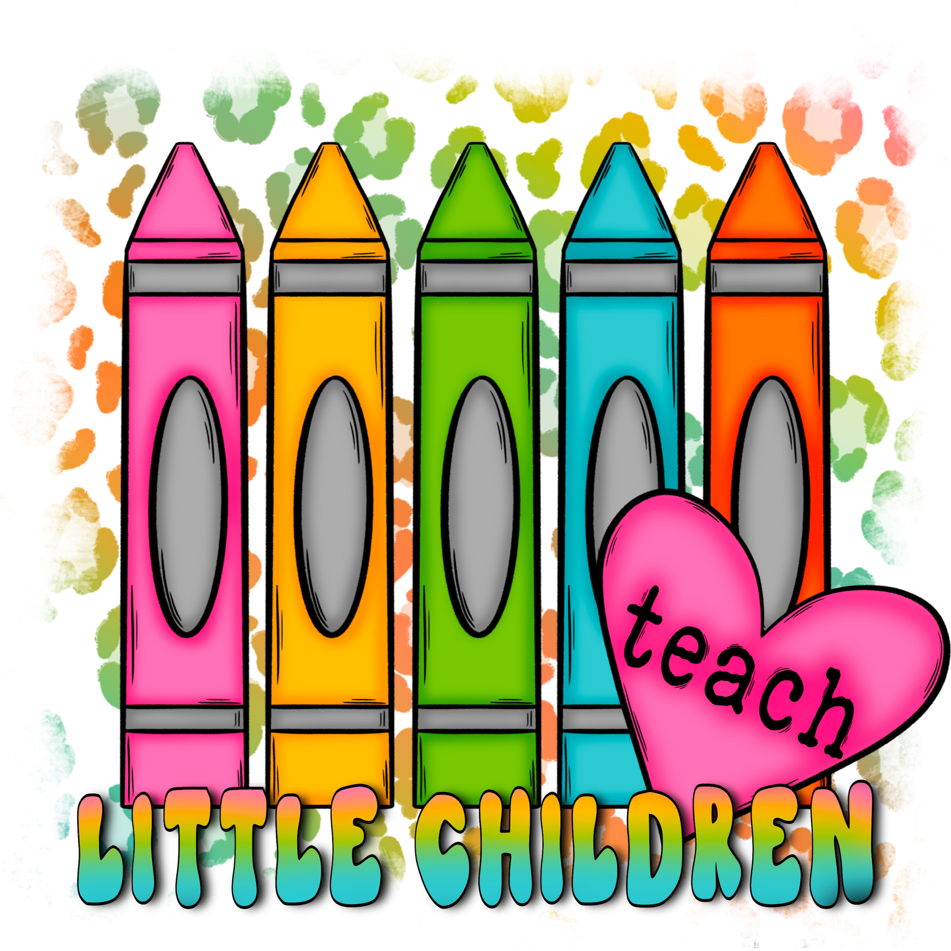 Colorful Crayon Design with Teach Heart for Kids
