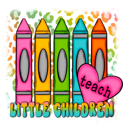 Colorful Crayon Design with Teach Heart for Kids