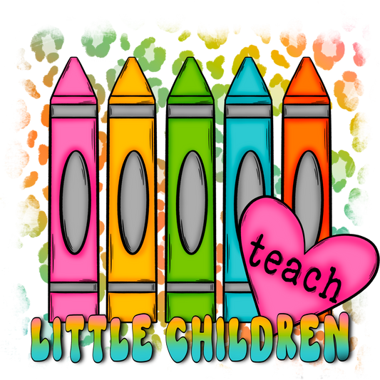 Colorful Crayon Design with Teach Heart for Kids