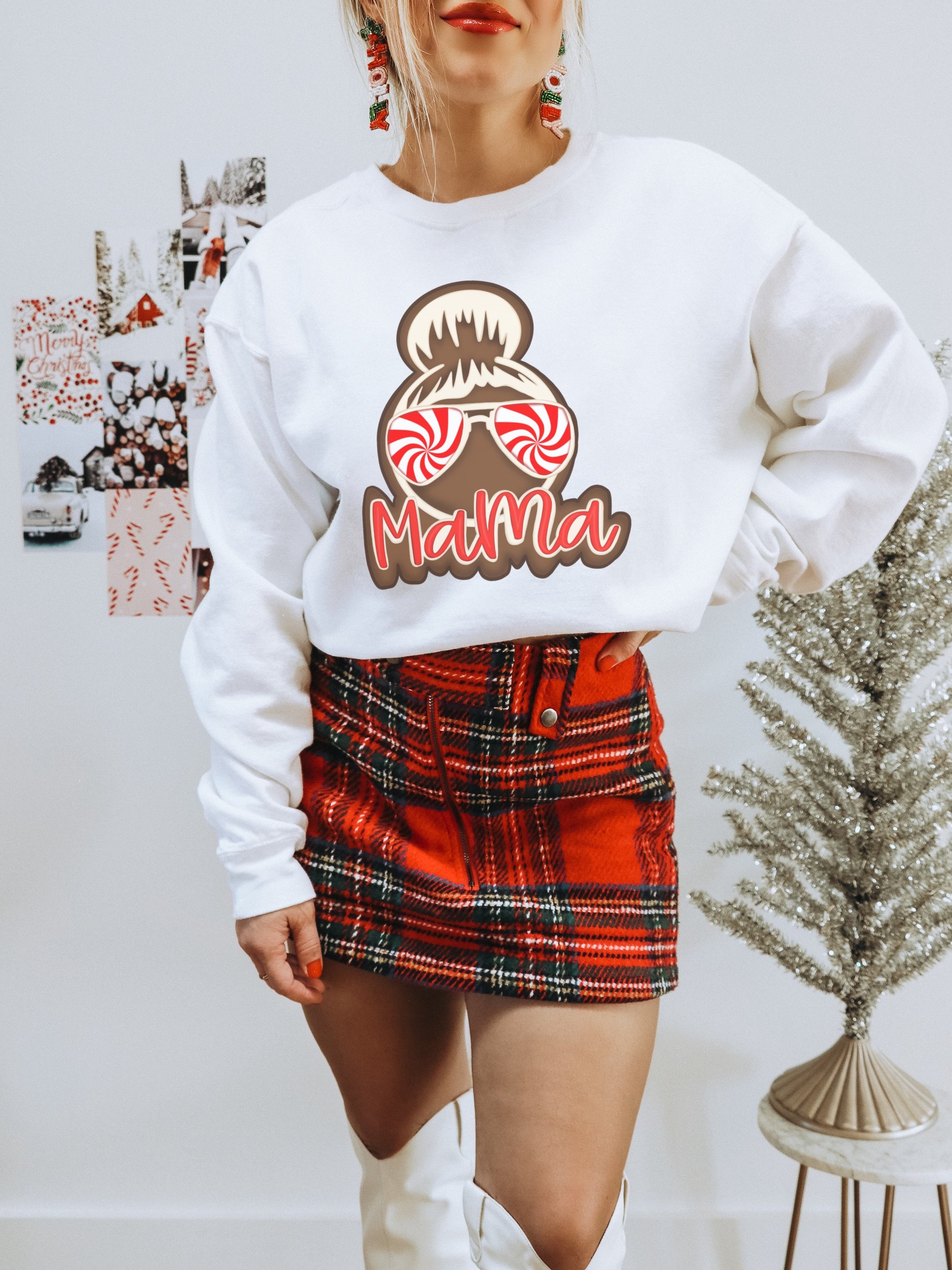 Mama Christmas Sweatshirt with Holiday Design