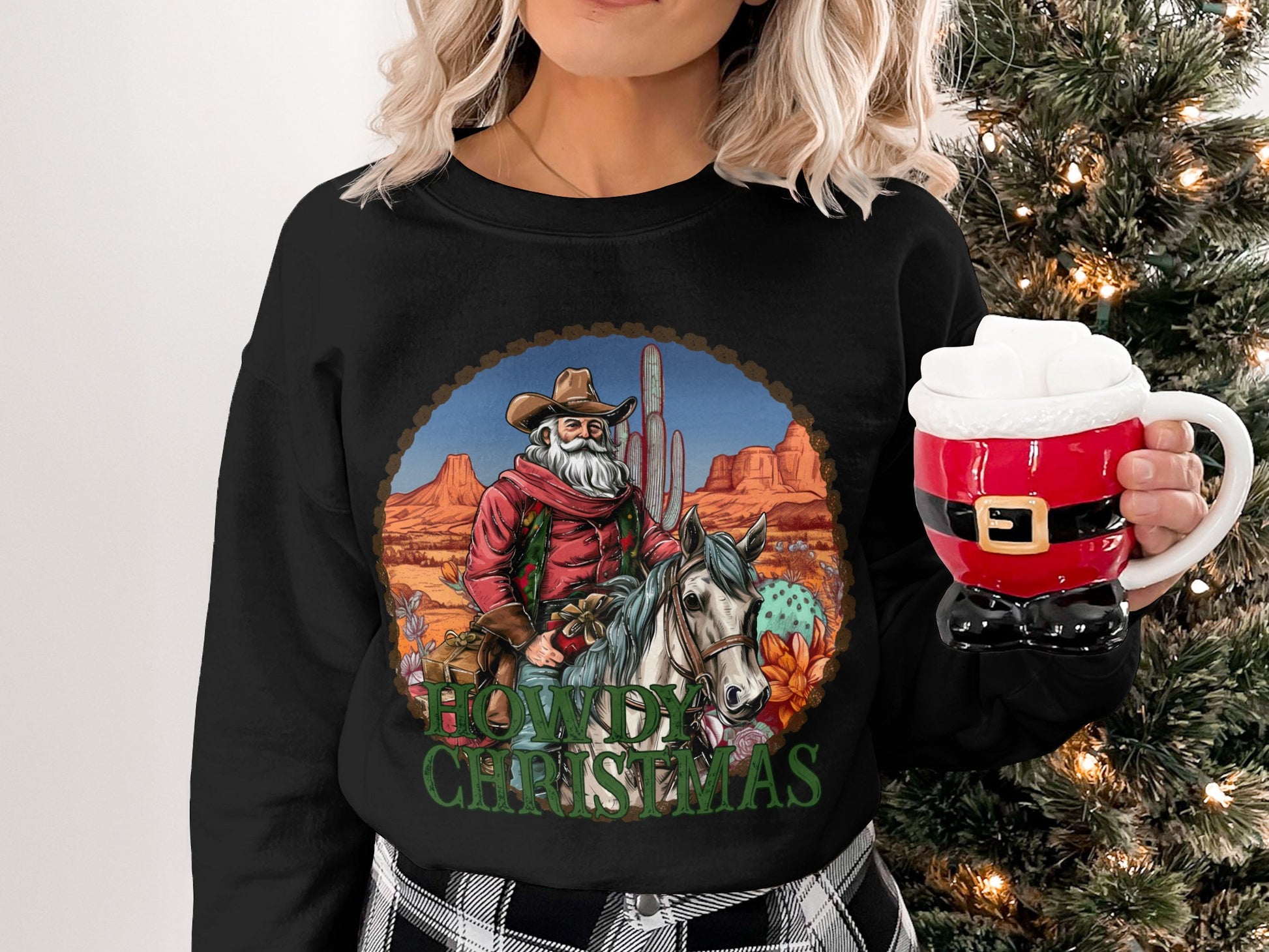 Festive Cowboy Christmas graphic sweatshirt product