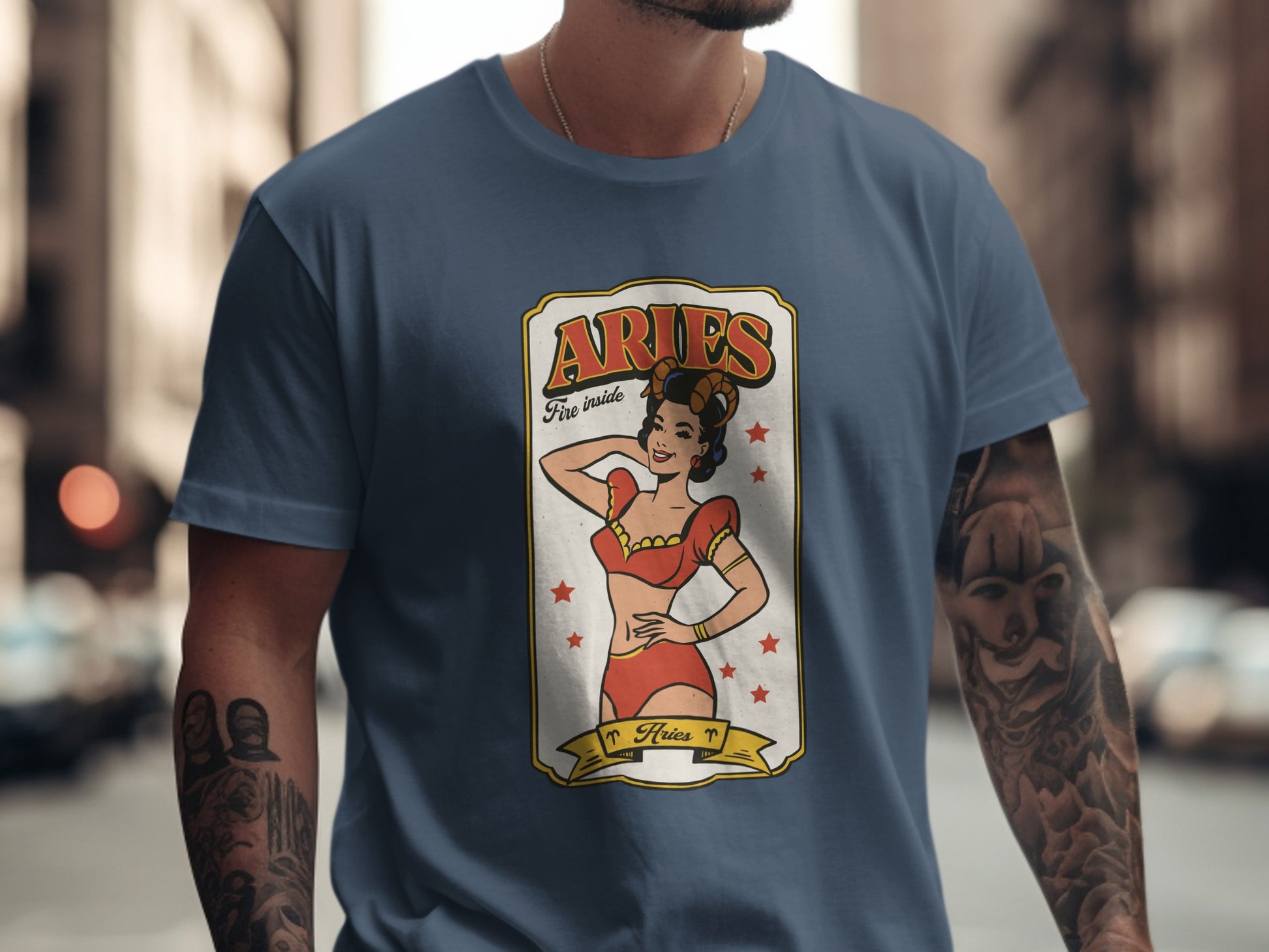 Aries Fire Inside Retro Astrology T-shirt
