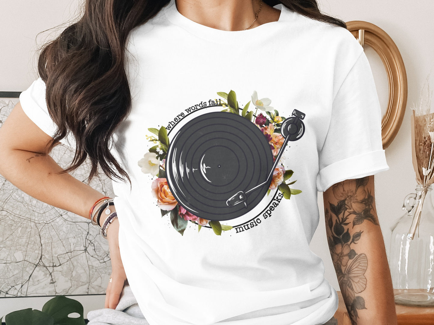 When Words Fail Music Speaks Turntable Graphic Shirt