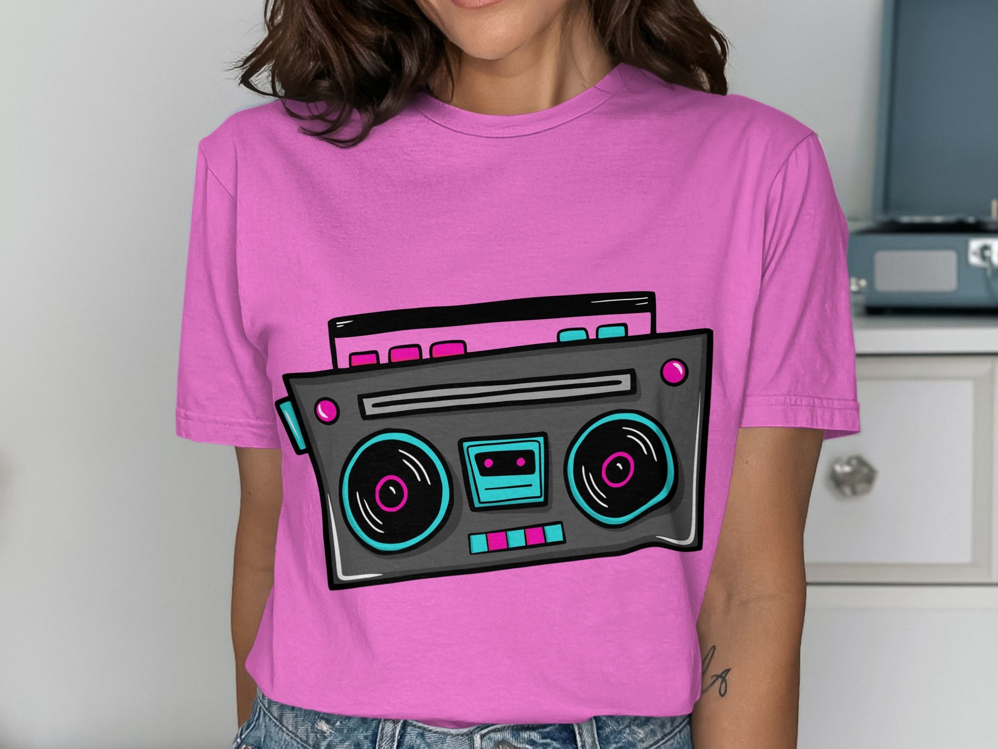 Retro Boombox Graphic Tee for Music Lovers T-Shirt