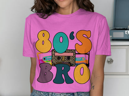 Vibrant 80's Bro Graphic Tee for Retro Enthusiasts