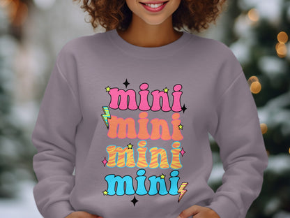 Colorful Retro Mini Text Graphic Sweatshirt