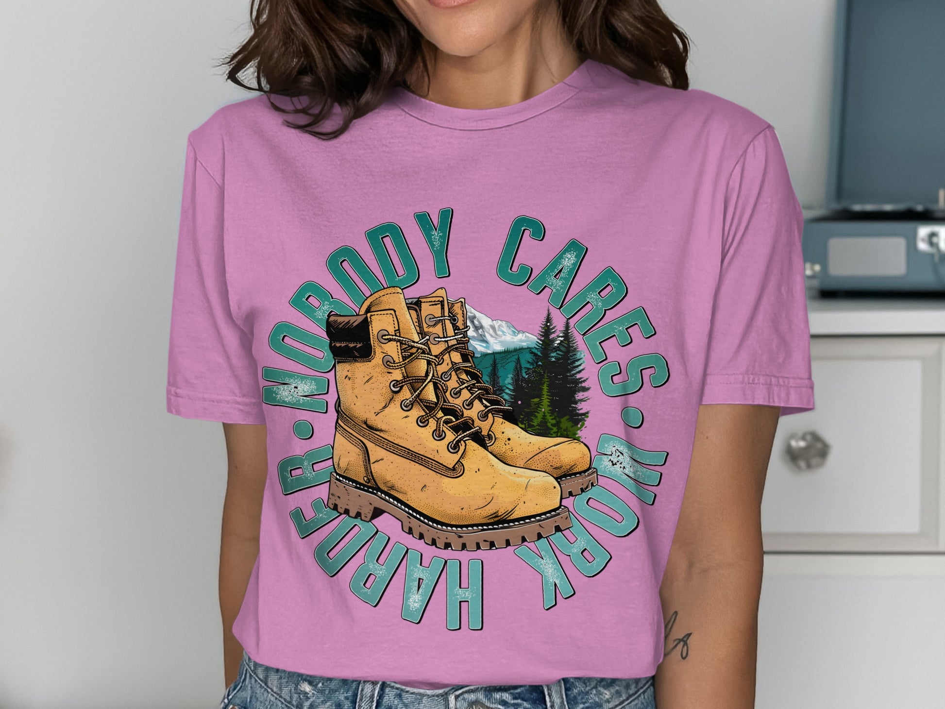 Nobody Cares Work Harder Boots T-Shirt