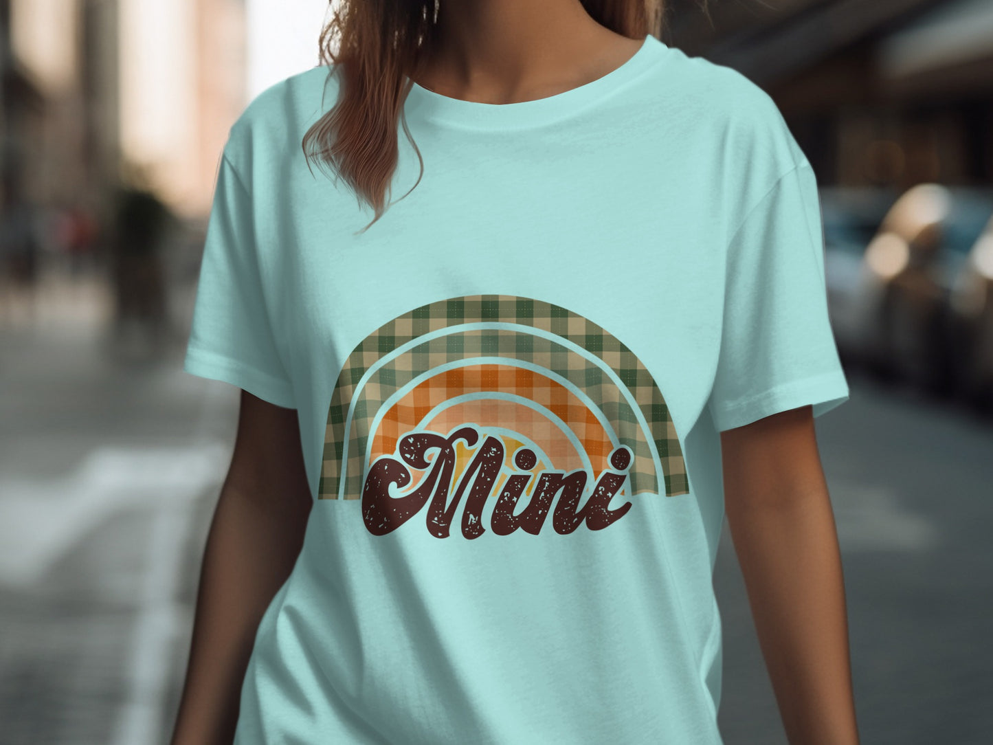 Mini Plaid Rainbow Casual Graphic Tee