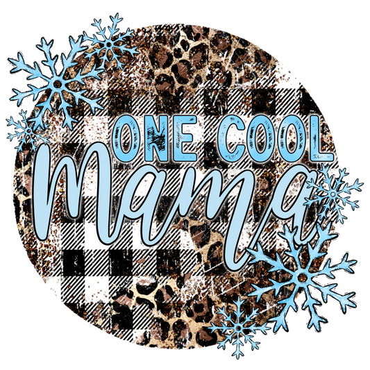 One Cool Mama Leopard Plaid Snowflakes Design