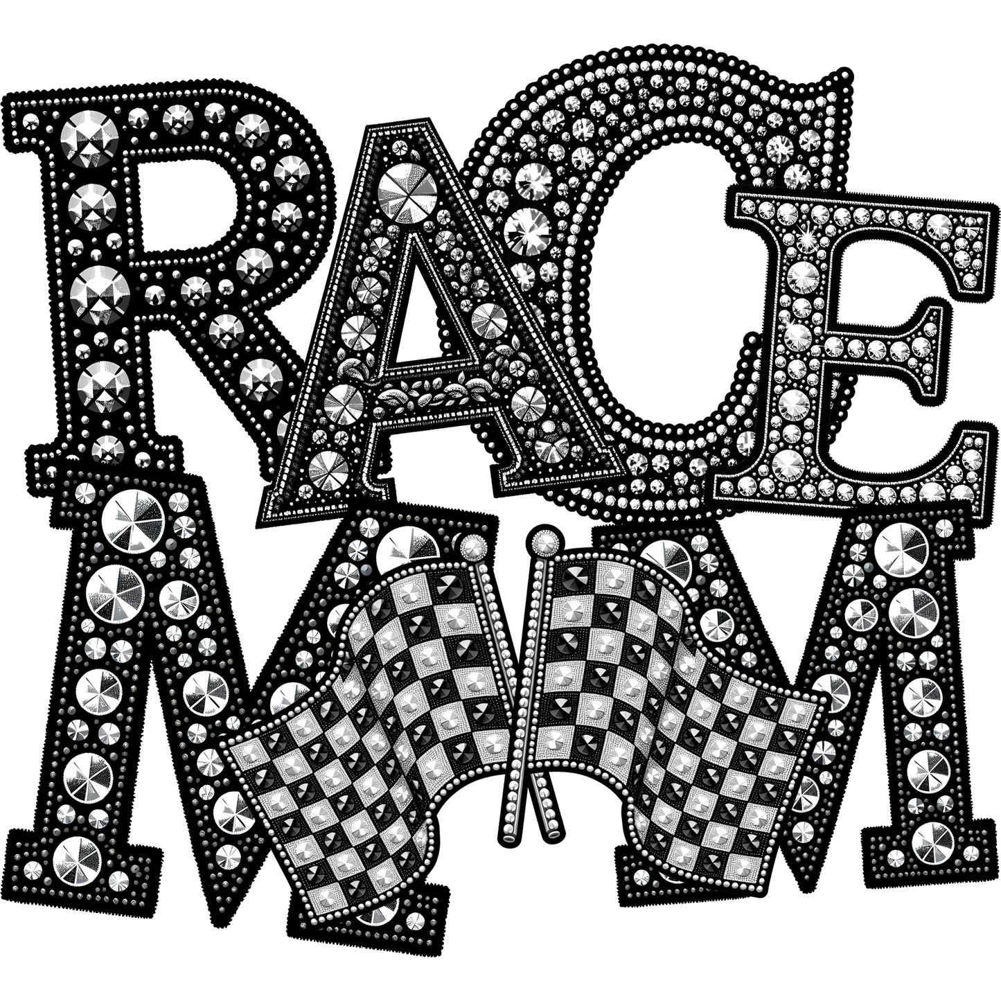 Sparkling Rhinestone RACE MOM Decorative Accessory
