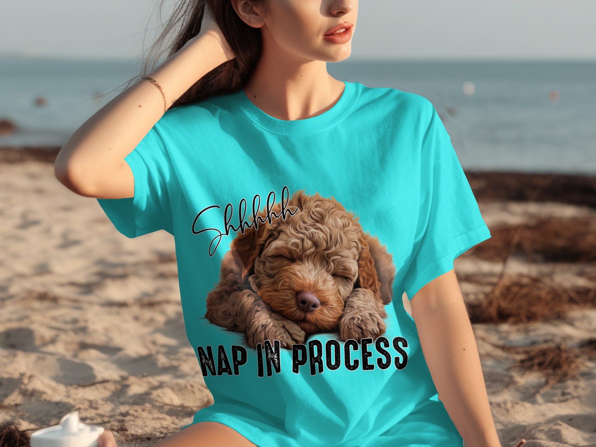 Shhh Nap In Process Adorable Puppy Print T-shirt