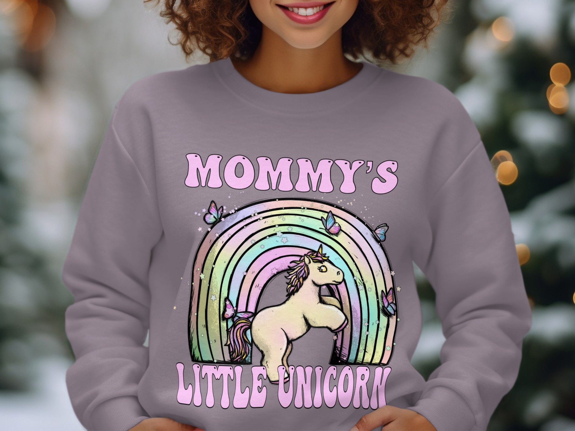 Mommy's Little Unicorn Rainbow Graphic Sweatshirt
