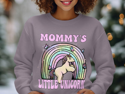 Mommy's Little Unicorn Rainbow Graphic Sweatshirt