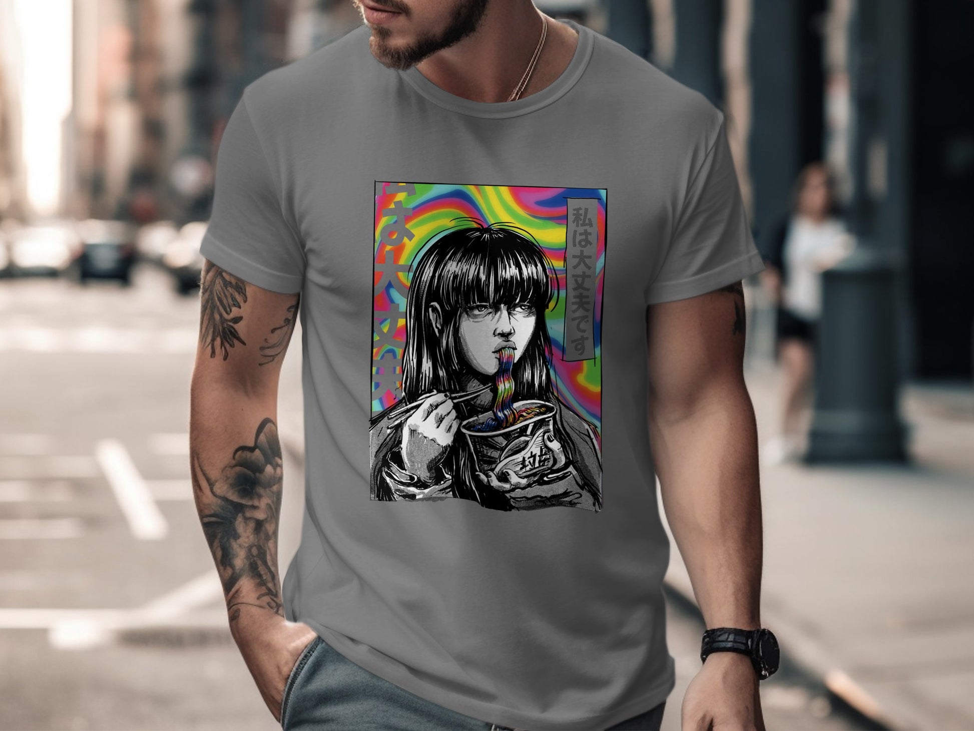 Vibrant Manga Design Streetwear Graphic T-Shirt