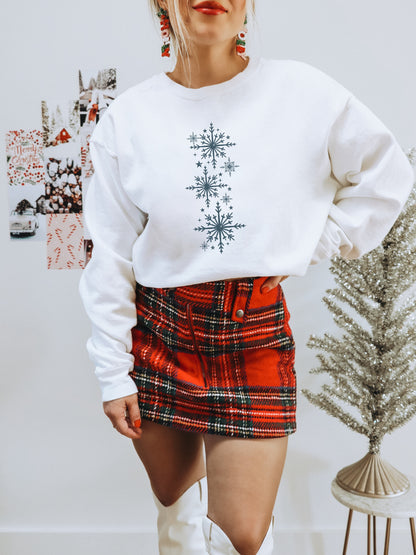 Elegant Snowflake Embroidered White Sweatshirt