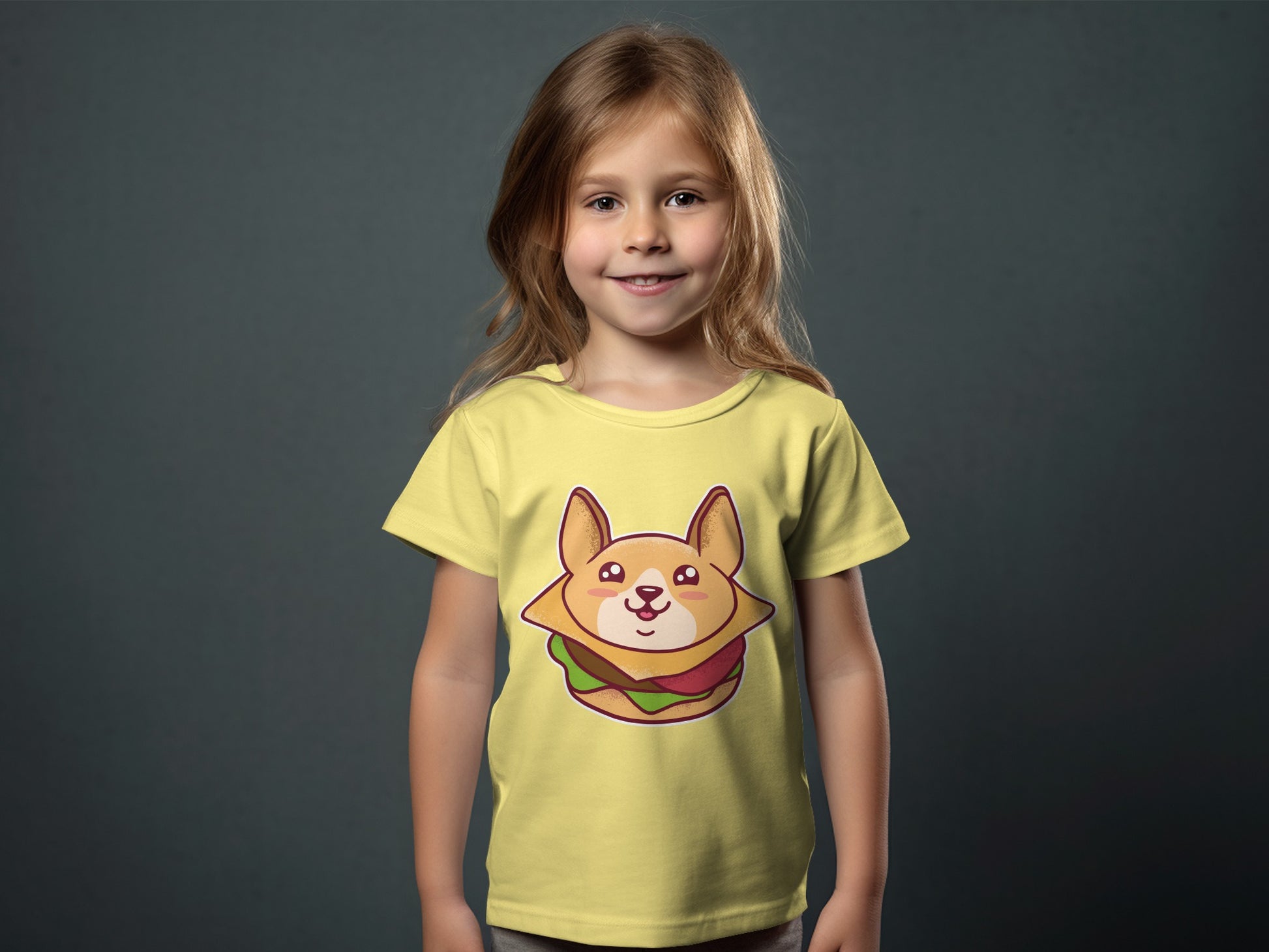Adorable Shiba Inu Burger Graphic Kids T-Shirt