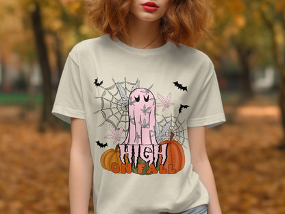 High On Fall Halloween Themed Spooky Ghost Shirt