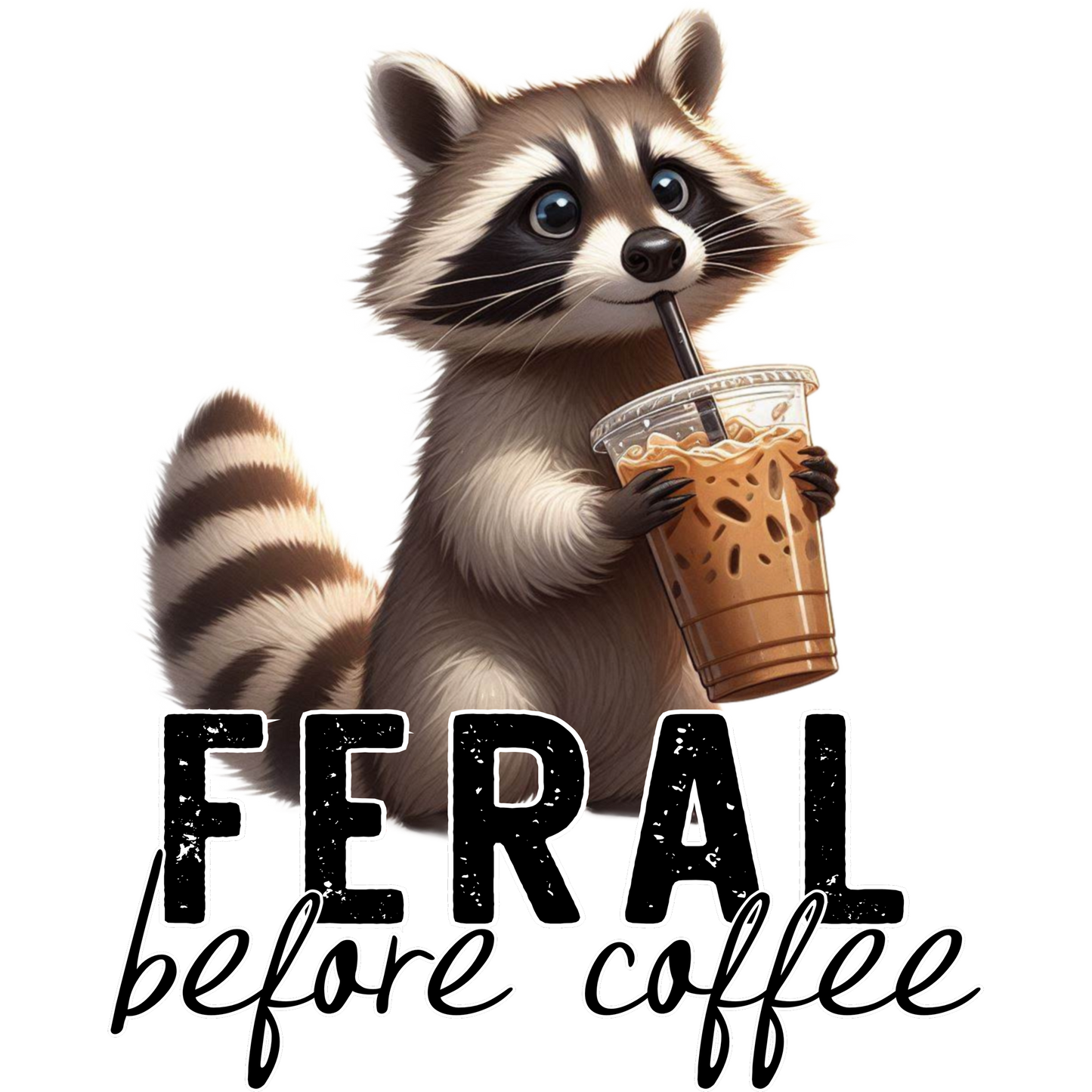 Adorable Raccoon Feral Before Coffee Design
