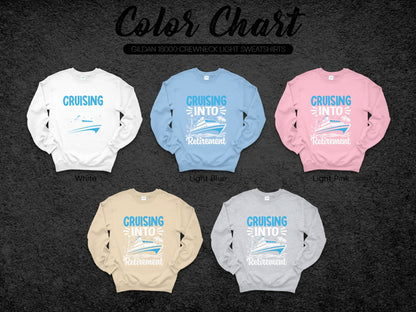 Cruising Into Retirement Printed Gildan 18000 Sweatshirt