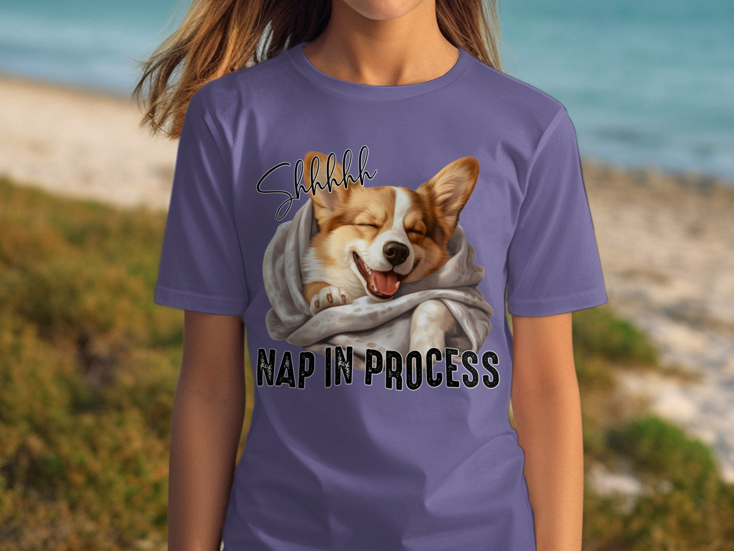 Shhhhh Nap In Process Corgi Graphic T-Shirt