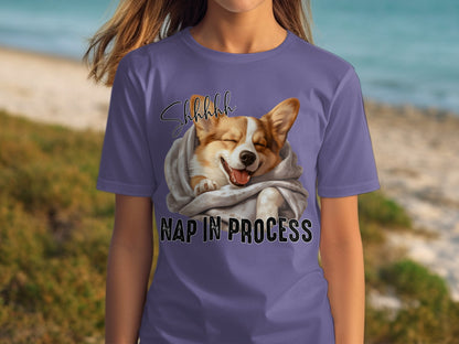 Shhhhh Nap In Process Corgi Graphic T-Shirt