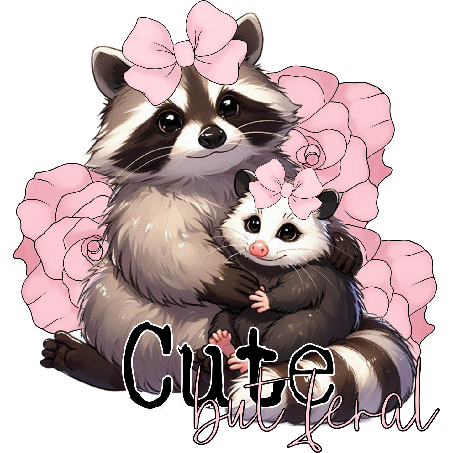 Cute But Feral Adorable Raccoon with Pink Bows Product